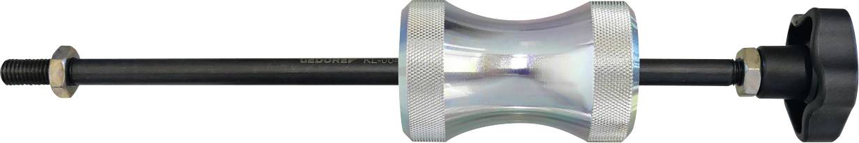 Ein Metallzylinderförmiges Werkzeug mit gerilltem Griff und Gewinde an den Enden, das für mechanische Anwendungen verwendet wird.