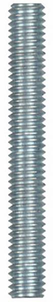 Eine Stahlgewindestange mit gleichmäßigen Gewinden, typischerweise in der Konstruktion und im Maschinenbau zum Befestigen oder Verspannen von Komponenten verwendet.