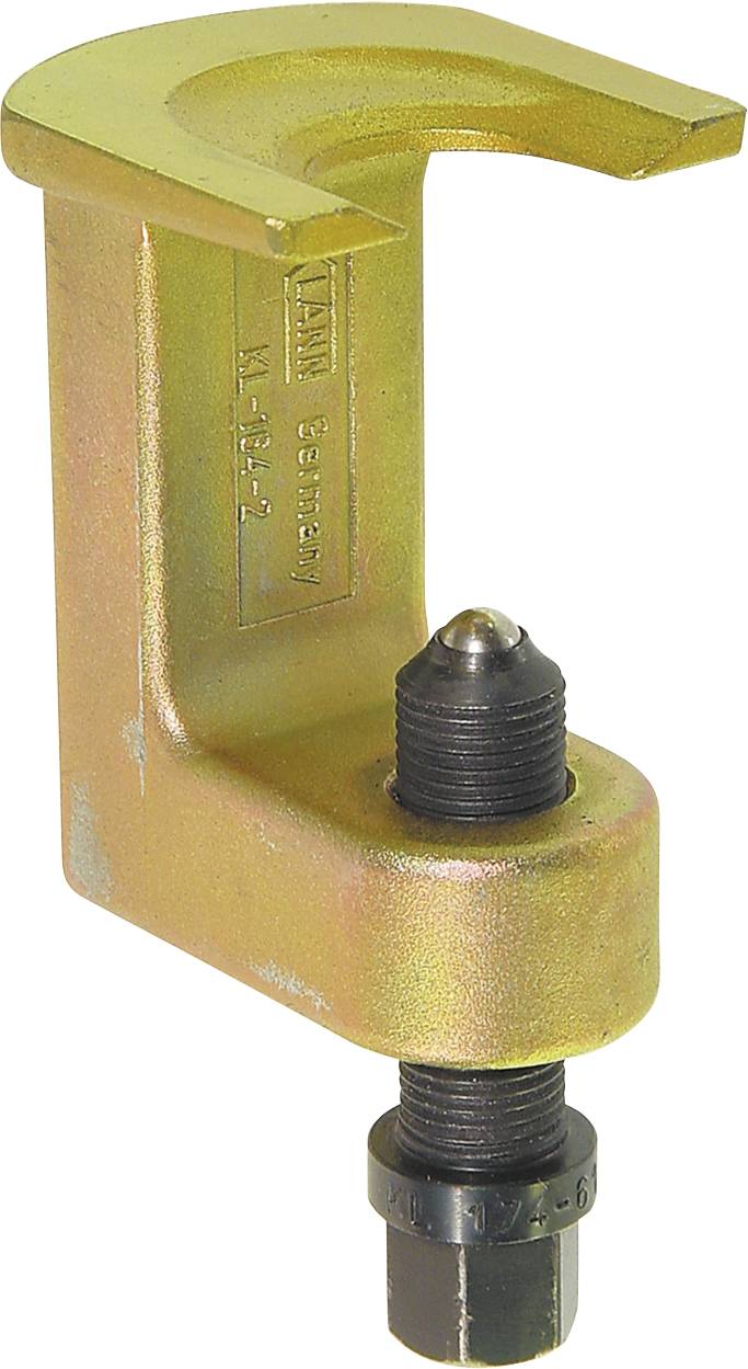 Das 'Azien' Markenfederbeinstützwerkzeug mit C-Rahmen und Kugelgelenk, gold-Metallausführung, verwendet für Automobilreparatur- und Wartungsaufgaben.