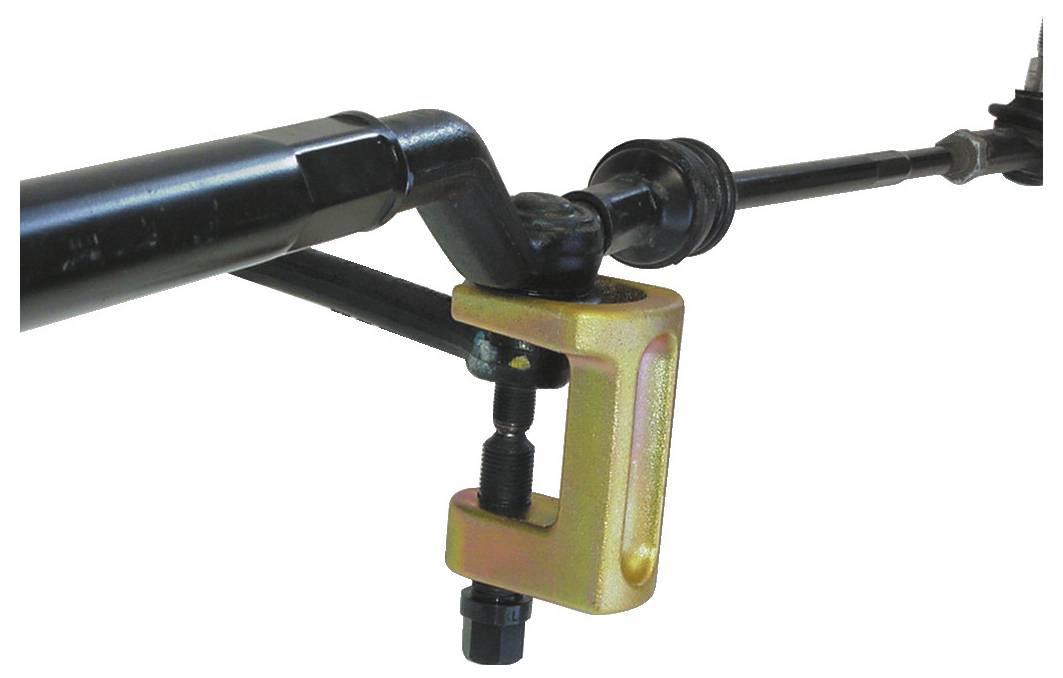 Eine Lenkkomponente mit einer befestigten Stützhalterung, die detaillierte Metallstäbe und Gelenke zeigt, die für die Lenkfunktionalität des Fahrzeugs entscheidend sind.