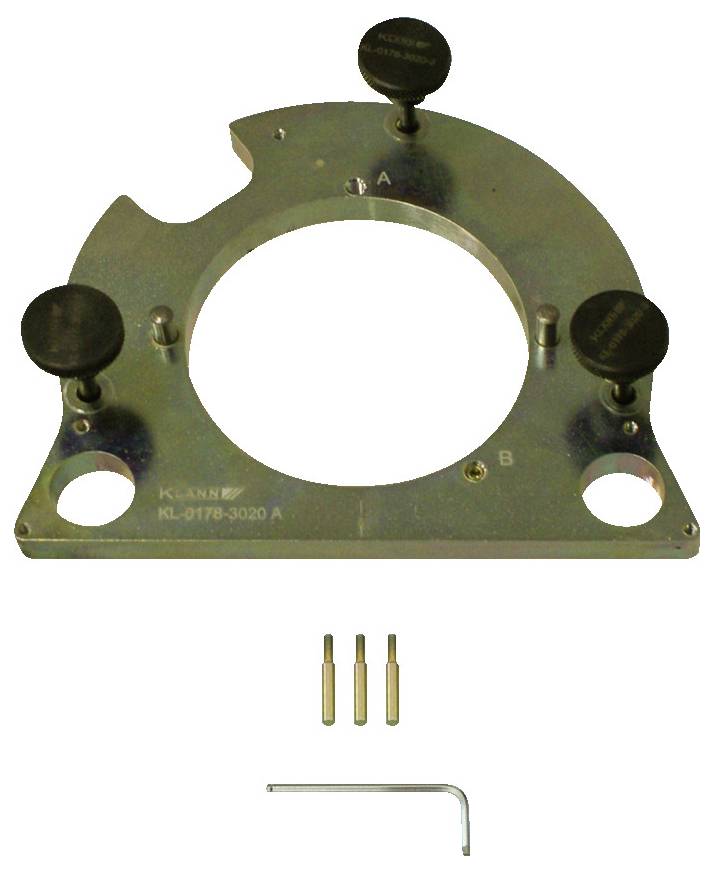 Metallisches Rundwerkzeug mit drei verstellbaren Knöpfen, zwei mit „A