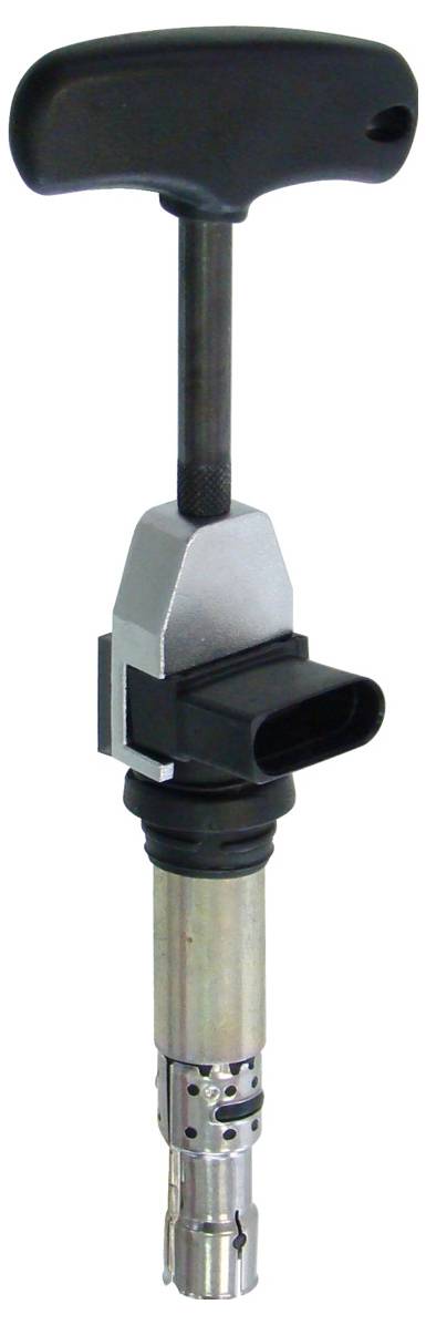 Ein Werkzeug mit schwarzem Griff und Metallschaft, wahrscheinlich für eine technische Aufgabe verwendet.