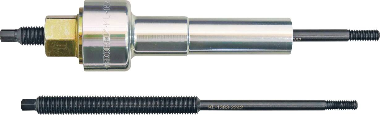 Ein mechanisches Werkzeug mit zylindrischem Körper, das zwei Gewindestangen an gegenüberliegenden Enden aufweist und zum Festziehen oder Einstellen von Teilen verwendet wird.