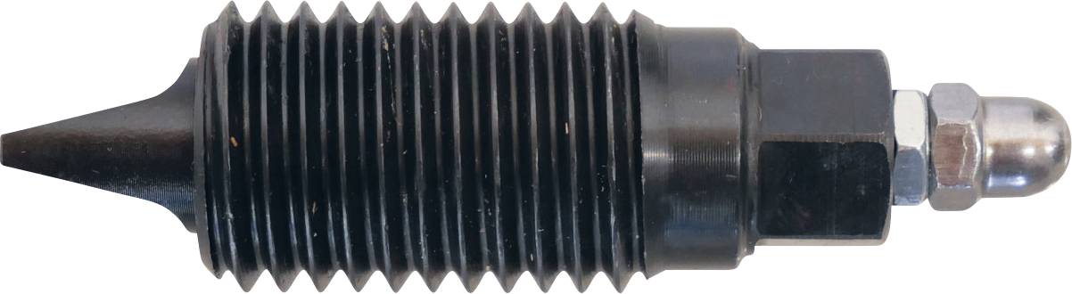 Ein Metallschmiernippel mit gewindeförmigem Körper und konischer Spitze, verwendet zum Schmieren von Maschinenteilen.