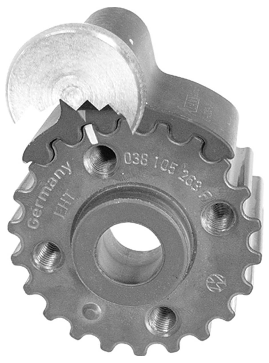 Ein Metallzahnrad aus einem Kraftfahrzeug-Zahnriemenmechanismus, gekennzeichnet mit 