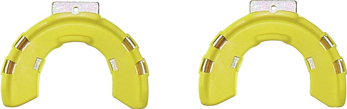 Ein kreisförmiger Metallring mit sechs gleichmäßig verteilten Löchern entlang der inneren Kante.