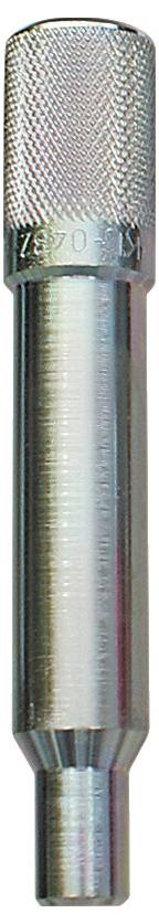 Ein zylindrisches Metallwerkzeug mit strukturiertem Griff und glatter Welle.