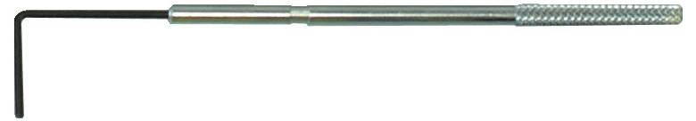 Ein Metallsechskantschlüssel mit strukturiertem Griffgriff, entwickelt zum Drehen von Bolzen oder Schrauben mit Sechskantbohrungen.