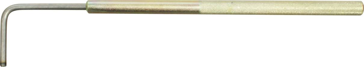 Ein Inbusschlüssel mit einem kurzen abgewinkelten Arm und einem langen geraden Griff.