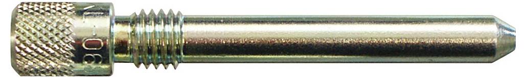 Eine metallische Düsenspitze mit gerilltem Griff und Gewinde, verwendet in 3D-Druckern für präzise Filamentextrusion.