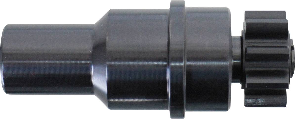 Eine zylindrische Metallkomponente mit Zahnrädern an einem Ende, die in Maschinen zur Kraftübertragung und Bewegungsübertragung verwendet wird.