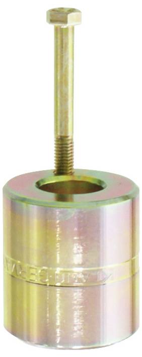 Ein Metallzylinder-Auszieher mit einem Gewindestift, der sich oben aus dem Werkzeug erstreckt, zum Extrahieren von Objekten aus Bohrungen.