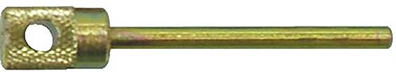 A metal rod with a textured end and a round hole near the tip, likely a tool or component for mechanical or industrial use.