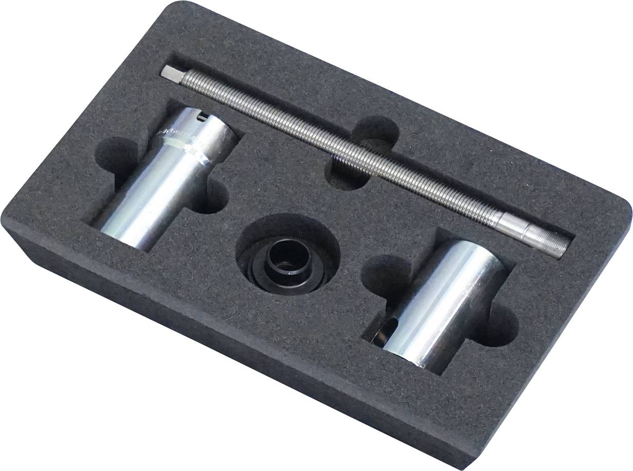 Drei identische Metallmuttern in einer Reihe angeordnet, jede mit einer kreisförmigen Basis und zentraler sechseckiger Erhebung.