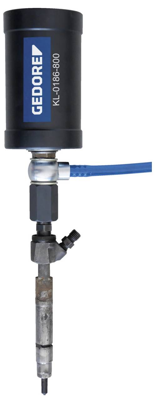 Ein Werkzeug mit der Bezeichnung Gedore KL-0188-600 mit einem zylindrischen schwarzen Griff und einem blauen Kabel, das für mechanische Anwendungen verwendet wird.