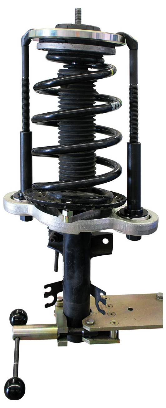 Ein Stoßdämpfer für Autos mit einer Metallspiralfeder und einer Befestigungshalterung, typischerweise in Fahrzeugsuspensionssystemen verwendet, um Vibrationen zu reduzieren.