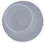 Ein rundes, graues Objekt mit konzentrischen Kreismustern.