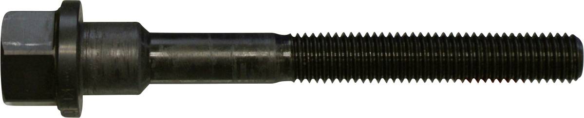 Ein Metallbolzen mit sechskantigen Kopf und Gewindelschaft, der zum Befestigen oder Anziehen von Materialien verwendet wird.