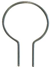 Ein Metall-Schlüsselanhänger-Öffnungsring mit einer kreisförmigen Schlaufe oben und zwei parallel nach unten verlaufenden Armen.