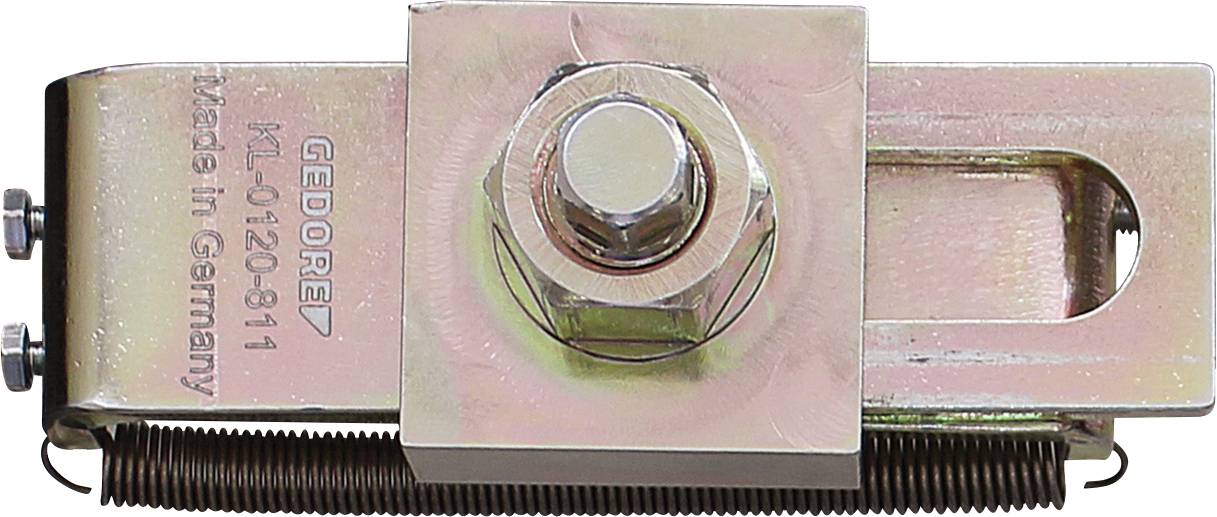 Eine Werkzeugklemme mit einem großen zentralen Bolzen, Federn und eingraviert mit 