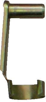 Ein Metallfedern-Klipp mit zylindrischer Oberseite und gekrümmtem Boden, der für sichere Montage- oder Befestigungszwecke verwendet wird.