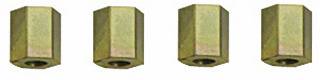 Vier sechskantige Messingabstandshalter, horizontal ausgerichtet, werden häufig in der Elektronik zur Befestigung von Leiterplatten verwendet.