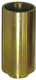 Ein metallisches zylindrisches Objekt mit reflektierender Oberfläche und offenem Oberteil, das einer Messingmuffe oder Gehäusekomponente ähnelt.
