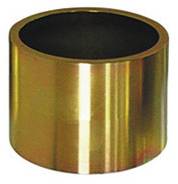 Ein Metallzylinder mit einer glänzend goldfarbenen Oberfläche, an einem Ende offen.