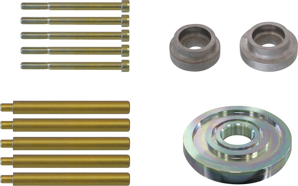 Metallblock mit zwei kreisförmigen Löchern, gekennzeichnet mit '1' und '2', mit Aufschrift 'GEDORE KL-0187-1011 Made in Germany'.