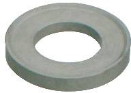 Eine flache, kreisförmige Metallscheibe mit einem zentralen Loch, die zum Verteilen der Last eines Gewindefasteners verwendet wird.
