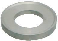 Eine flache, kreisförmige Metallscheibe mit zentralem Loch, die häufig in mechanischen Anwendungen verwendet wird, um die Last einer Befestigung zu verteilen.