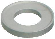 Eine flache, runde Metallscheibe mit einem zentralen Loch, die typischerweise zur Lastverteilung eines Gewindefasteners wie eines Bolzens oder einer Mutter verwendet wird.