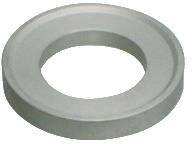 Eine silberne, flache Metallscheibe mit zentralem Loch, häufig in der Hardwareausstattung und mechanischen Baugruppen verwendet.