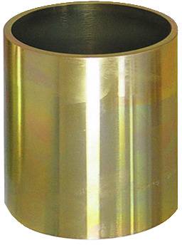 Eine metallische zylindrische Hülse mit einer reflektierenden, goldfarbenen Oberfläche, die eine offene Oberseite und glatte Seitenflächen aufweist.