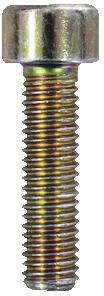 Ein metallischer Innensechskant-Schraubenkopf mit Gewinde schaft, der üblicherweise im Bau- oder Maschinenwesen zum Verbinden von Komponenten verwendet wird.