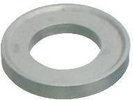 Eine Metallscheibe mit einem zentralen Loch, die zum gleichmäßigen Verteilen des Drucks einer Schraube oder Mutter auf einer Oberfläche verwendet wird.
