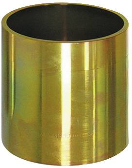 Ein metallisches goldenes zylindrisches Rohr mit glatter Oberfläche, oben offen und innen hohl.