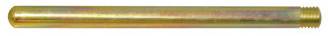 Eine goldene zylindrische Metallstange mit Gewinde an einem Ende.