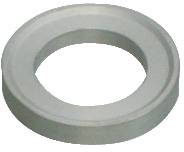 Eine Metallring-Unterlegscheibe mit einer kreisförmigen, ebenen Oberfläche, die zum Sichern von Verbindungen in mechanischen Baugruppen verwendet wird.