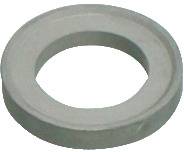 Eine graue, runde Metallscheibe mit einem Loch in der Mitte, die verwendet wird, um die Last eines Gewindebefestigungselements zu verteilen.