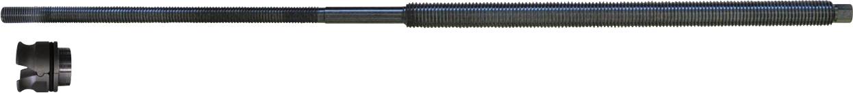 Ein Gewindestab mit begleitenden Muttern, wahrscheinlich für mechanische oder Konstruktionszwecke verwendet.