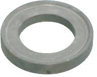 Ein kreisförmiger Metallring mit einem großen zentralen Loch, das einem Unterlegring ähnelt, auf weißem Hintergrund gezeigt.