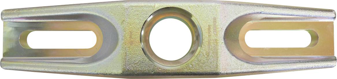 Ein langer Metallbolzen mit Gewinde entlang seiner Länge, horizontal gegen einen weißen Hintergrund liegend, zeigt die zylindrische Form und strukturierte Rillen.