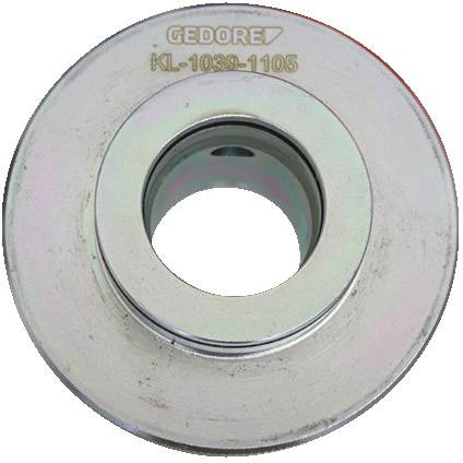 Ein kreisförmiges Metallwerkzeug mit der Kennzeichnung 'GEDORE KL-1039-1105' mit einem zentralen Loch, möglicherweise für mechanische oder Automobilzwecke verwendet.