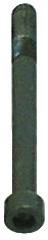 Ein metallischer, zylindrischer Bolzen mit rundem Innensechskantkopf, der zum Befestigen verwendet wird. Er hat eine grünliche Färbung, wahrscheinlich aufgrund von Oxidation.