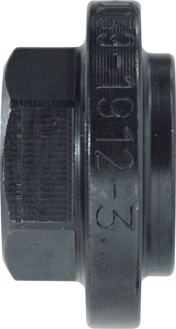 Zwei Stahlspannschloss-Komponenten, eine mit Ösenende und Gewindestab, und die andere mit gerillter zylindrischer Form, horizontal ausgerichtet.