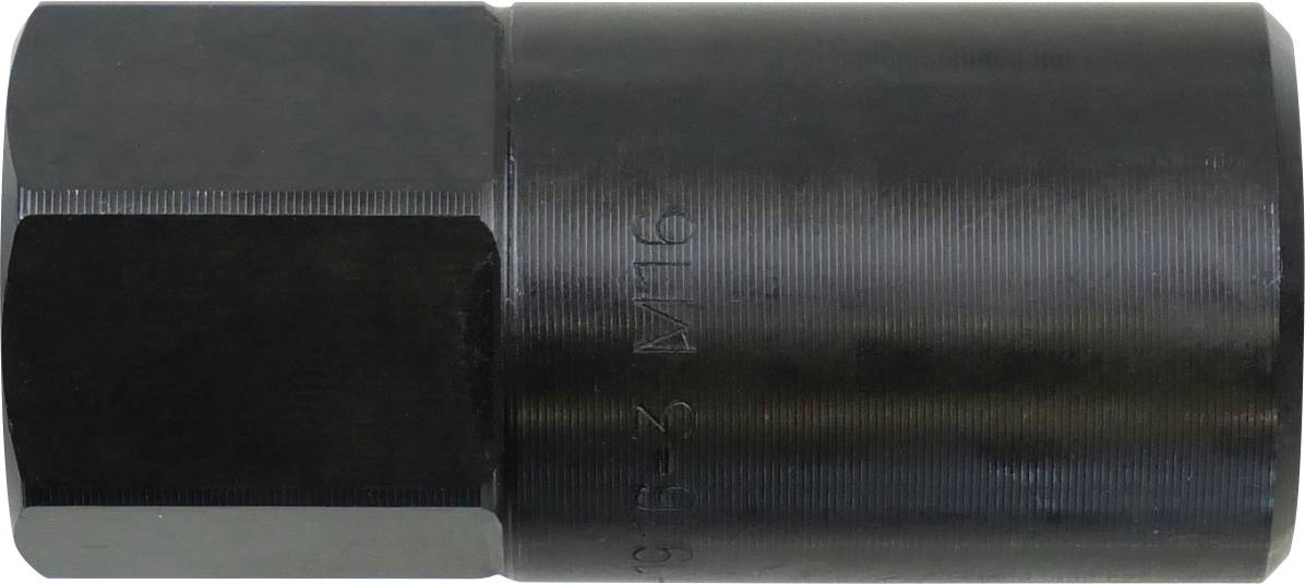 Eine schwarze zylindrische Metallmuttern mit sechskantiger Ausführung, verwendet zum Befestigen von Rädern an Fahrzeugen.