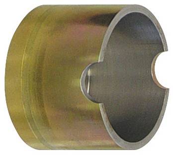 Ein metallisches, zylindrisches Objekt mit dünnem, glänzendem Aussehen und einer kleinen inneren Vertiefung, aus einem Winkel betrachtet.