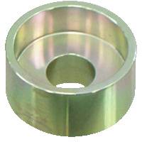 Ein metallischer, kreisförmiger Ring mit hohlem Zentrum und glatter Oberfläche, der Licht reflektiert.