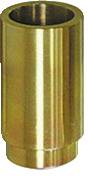 Eine zylindrische Messingmuffe mit hohlem Zentrum, mit glatter und polierter Oberfläche, wahrscheinlich als mechanisches Bauteil für Verbindungen verwendet.